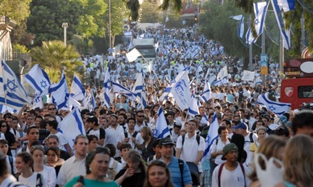 Zászlós felvonulás Jeruzsálemben