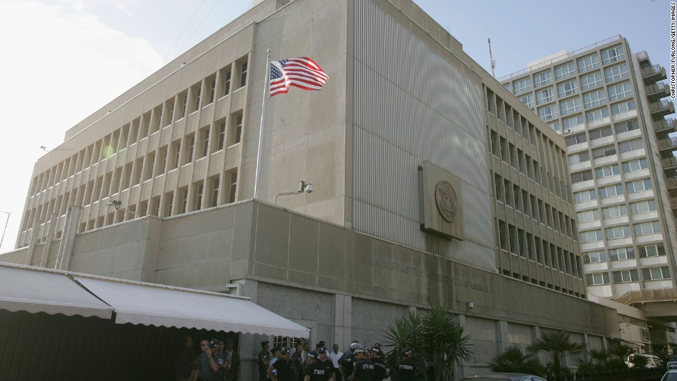 Az amerikai nagykövetség épülete Tel-Avivban 
