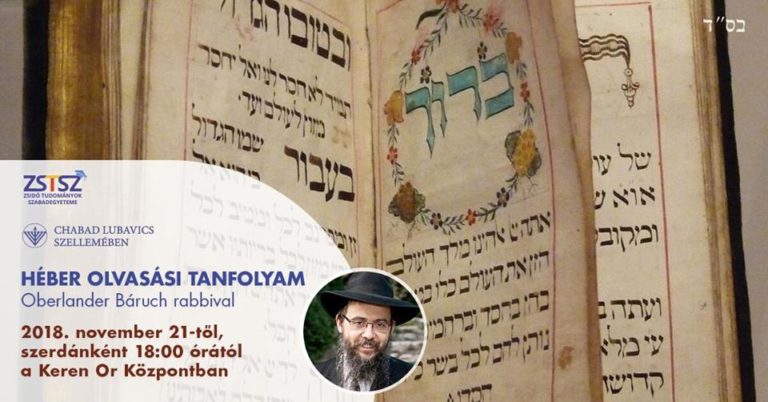 Héber olvasási tanfolyam Oberlander Báruch rabbival