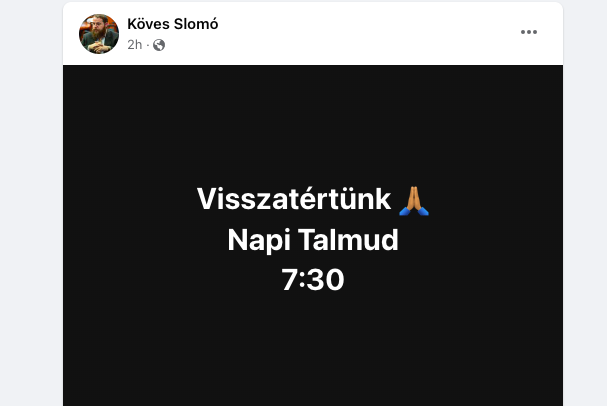 Bejegyzésben jelezte Köves Slomó, visszatért a Facebookra – Zsido.com